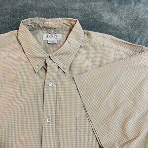 J. Crew mens short sleeve button down shirt plaid 100% cotton XXL 2XL